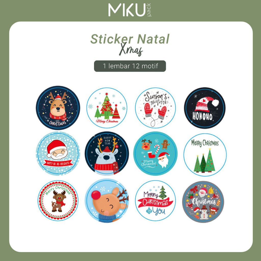 

Stiker Natal Christmas Sticker Bulat Cookies Kue / Stiker Toples Kue Natal Merry Christmas Premium