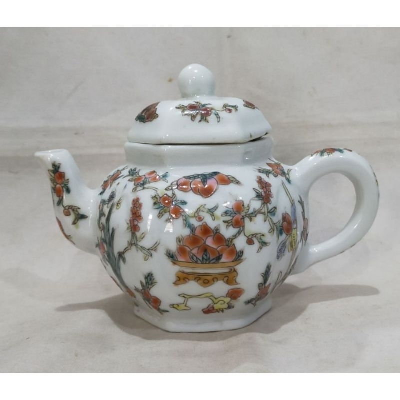 teko teh keramik segi enam family rose cina antik