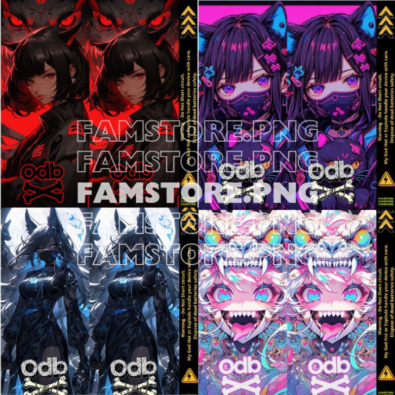 

FAMSTORE - Pelindung Baterai - Stikerskin Wrap Baterai 18650 Motif Odb Waifu Original - Pelindung dan Penghias Baterai