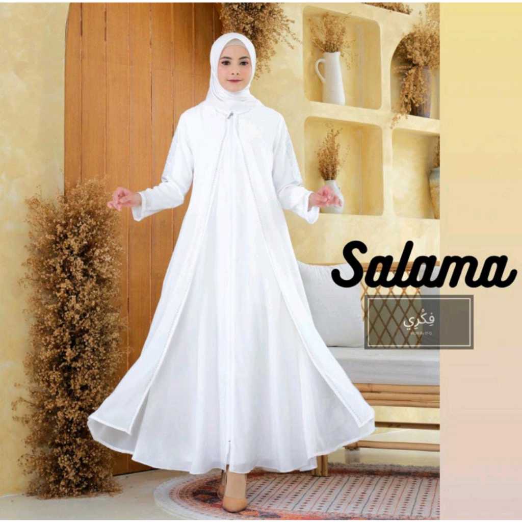 Diaz - Baju Dress Gamis Putih Wanita Muslim Kekinian Terbaru / Gamis Brukat Brokat Burkat Borkat Kon
