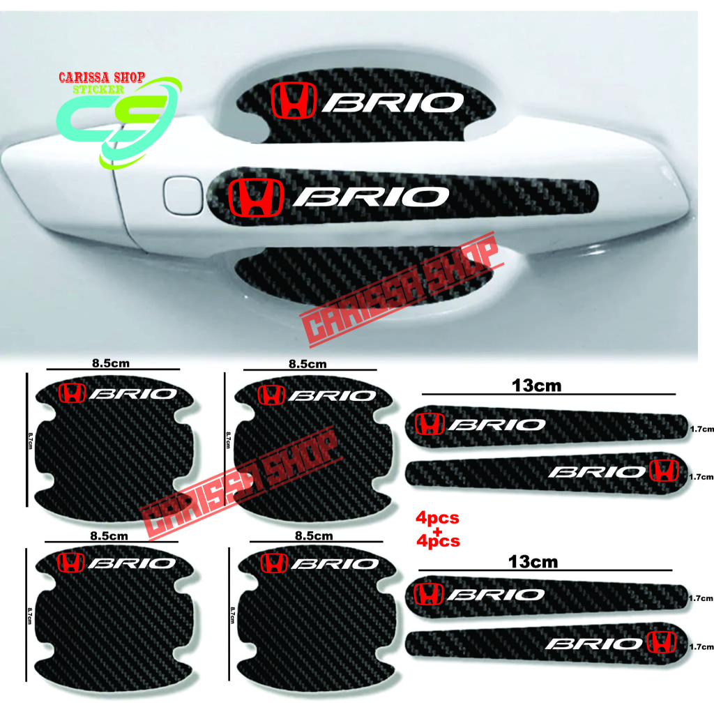Promo 8 pcs sticker karbon handle pintu mobil honda sticker pelindung pintu mobil honda brio