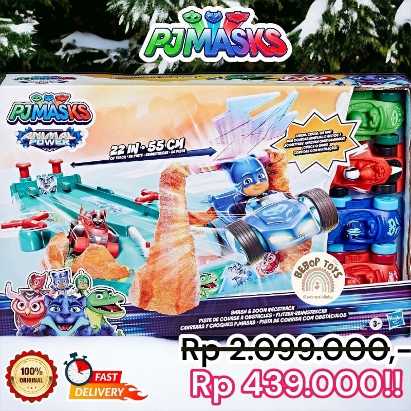PJ MASKS SMASH AND ZOOM RACE TRACK ORIGINAL MAIN PJ MASK GEKKO CATBOY OWLETTE MOBIL CAR