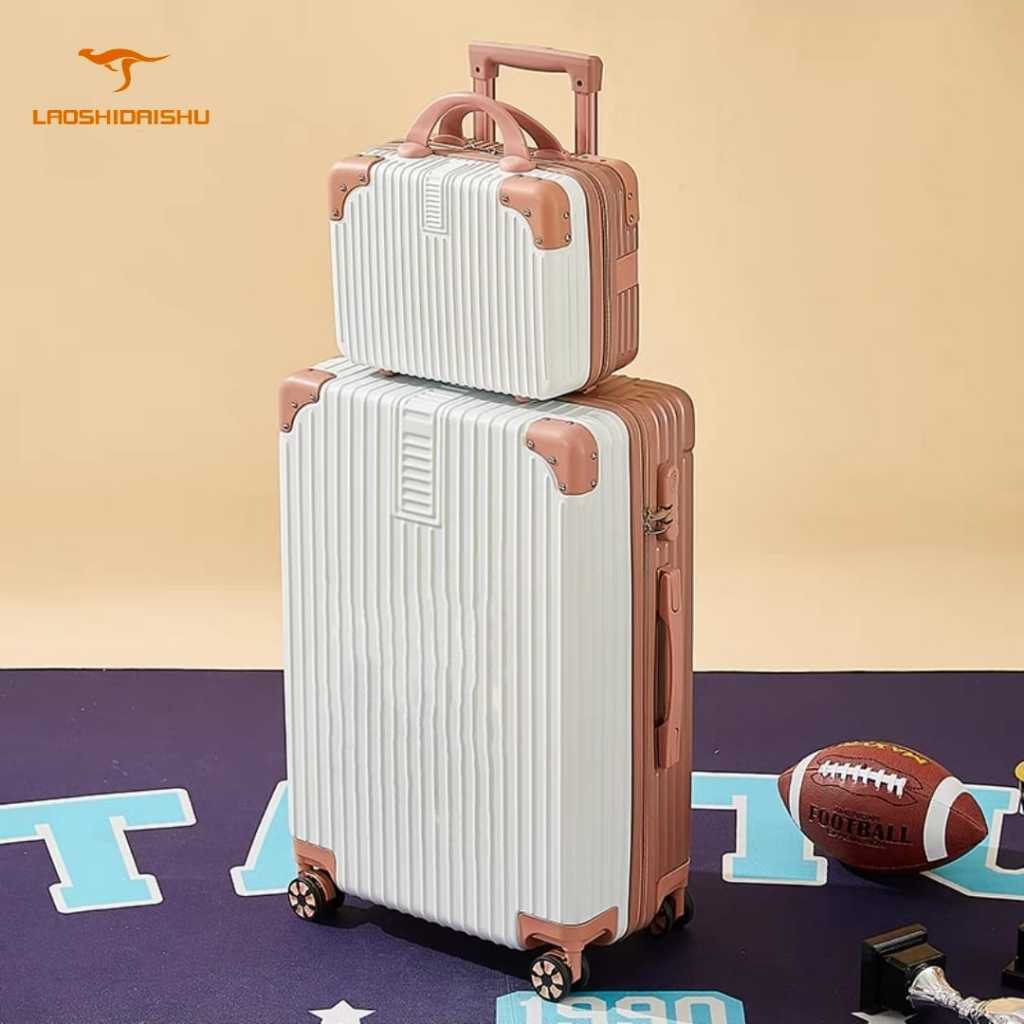 DISKON LAOSHIDAISHU KOPER 2 IN 1 KOPER 24 INCH 22 INCH KABIN BAGASI TAS KOPER BESAR ANAK PEREMPUAN
