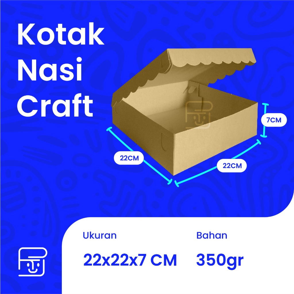 Kotak Nasi 22x22x7 cm tutup sambung / Kotak Nasi Coklat / Kotak Nasi Craft / Dus Nasi Kraft / Box Kr