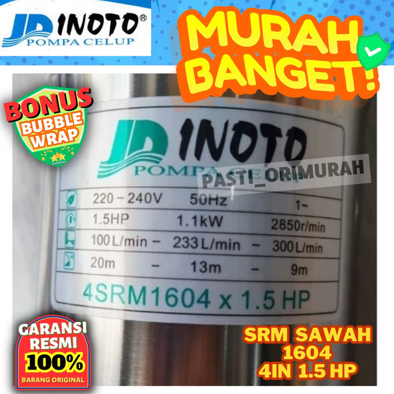 Submersible Pump Inoto 1.5 HP 1 1/2 Hp  4 SRM 4in + Control Box Pompa Satelit Inoto 4" 1,5HP pompa S