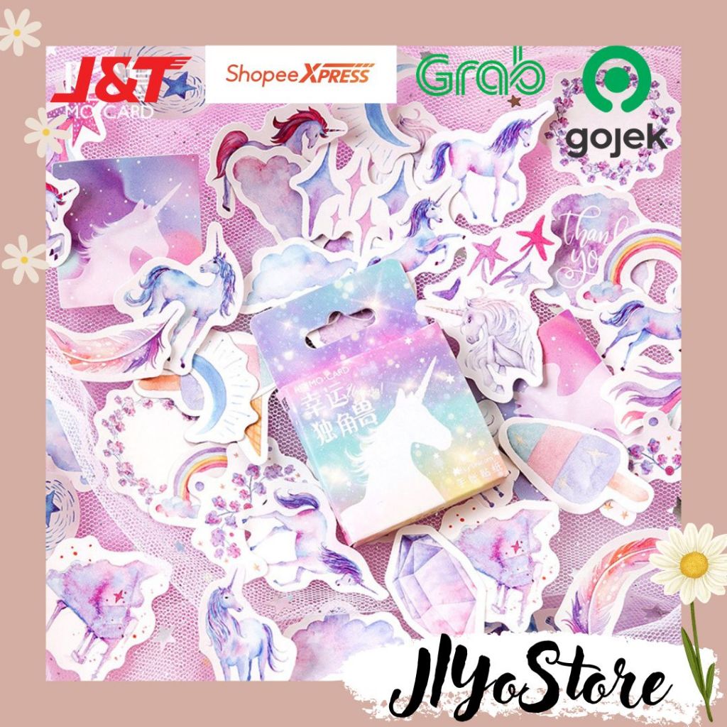 

46pcs Stiker Sticker DIY Jurnal Bujo Journal Scrapbook Planner Diary Unicorn Aesthetic Lucu Deco