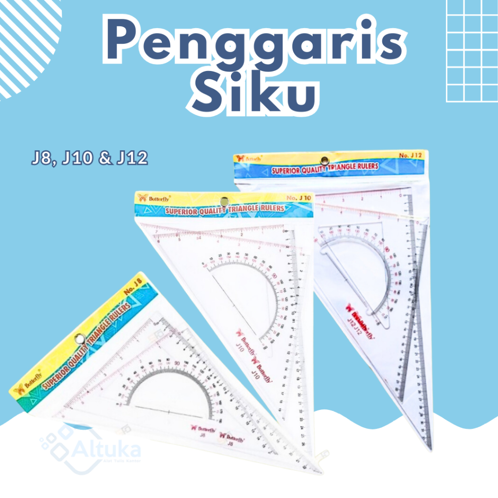 

Penggaris Plastik Siku Sama Sisi ukuran 8 10 dan 12