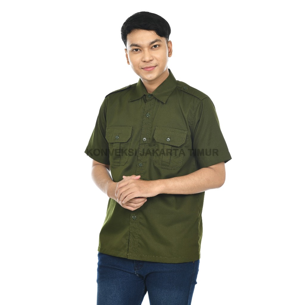 Baju Kemeja PDL Army Lengan Pendek  Pria Wanita - Seragam Pakaian Kerja Dinas Lapangan Outdoor Gunun