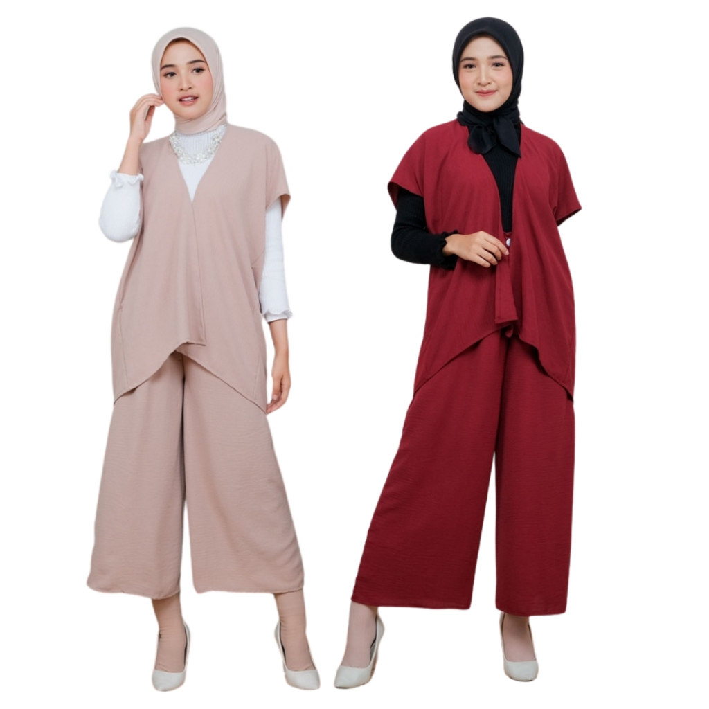 One Set Outer dan Celana Kulot Crinkle Airflow