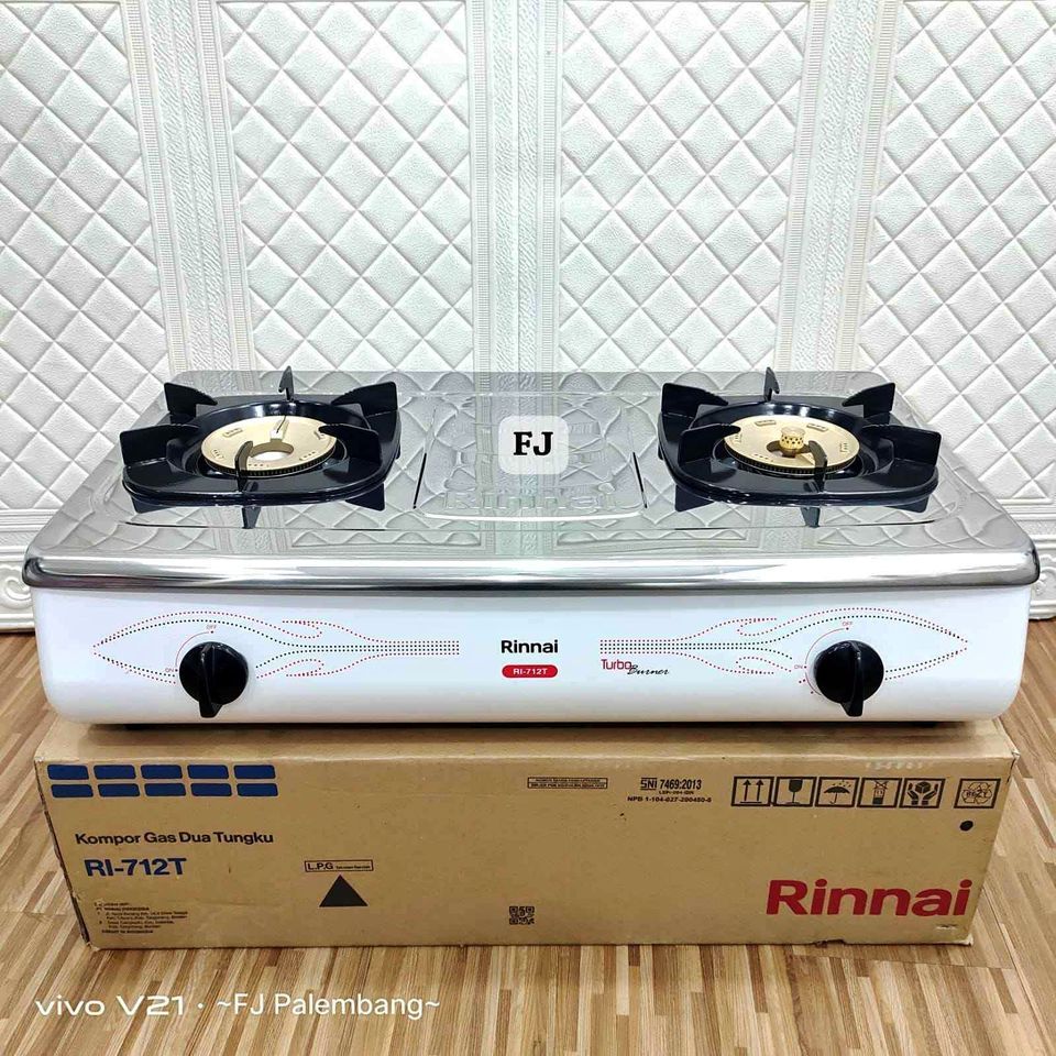 RINNAI RI-712 T Kompor Gas 2 Tungku Api Turbo (Stainless Steel) BATAM