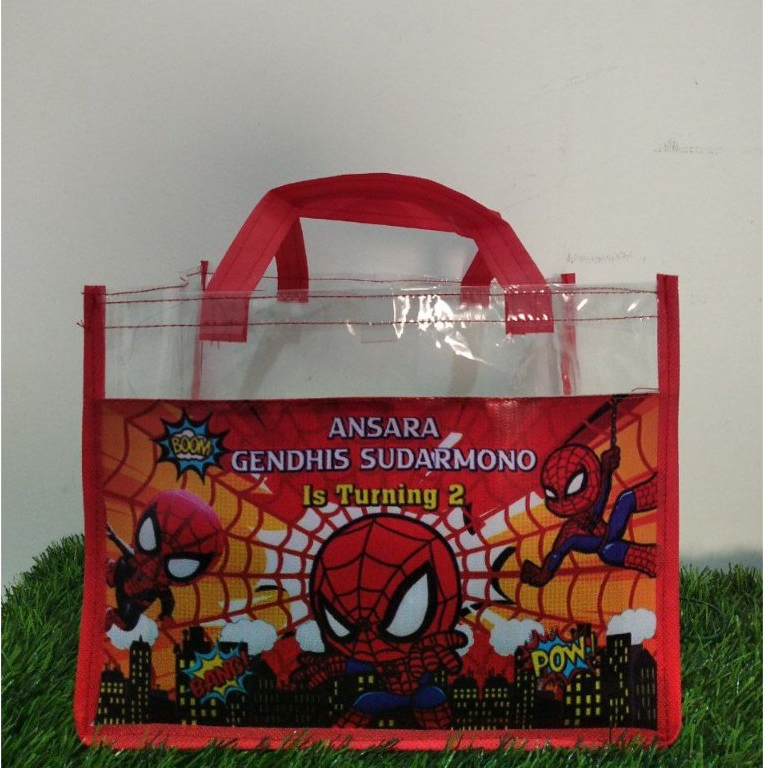 

[25x15x20] tas kombinasi mika souvenir ultah /goodibag ulang tahun /hampers /tas mika / tas custom