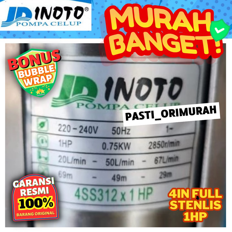 Submersible Pump Inoto 1HP 4" + 1 HP 4 in 4in Control Box Pompa Satelit Inoto 4" 1HP  4SS312 4 SS 31
