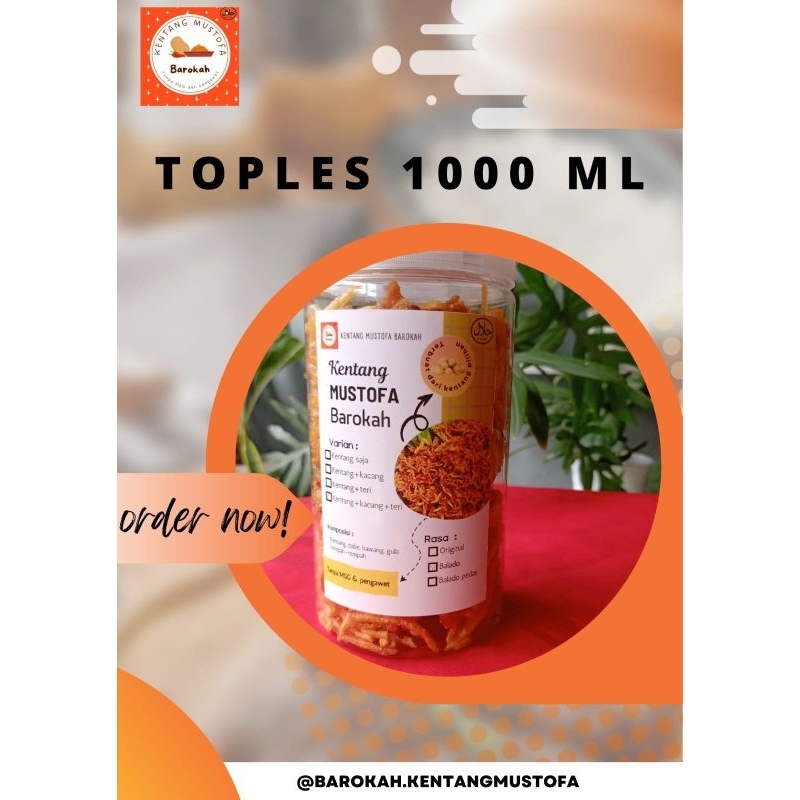 

KENTANG MUSTOFA BAROKAH KEMASAN TOPLES 1000ML/ KENTANG BALADO KRISPI/KENTANG KACANG TERI/OLAHAN KENTANG/ LAUK KERING/CAMILAN/TANPA MSG DAN PENGAWET