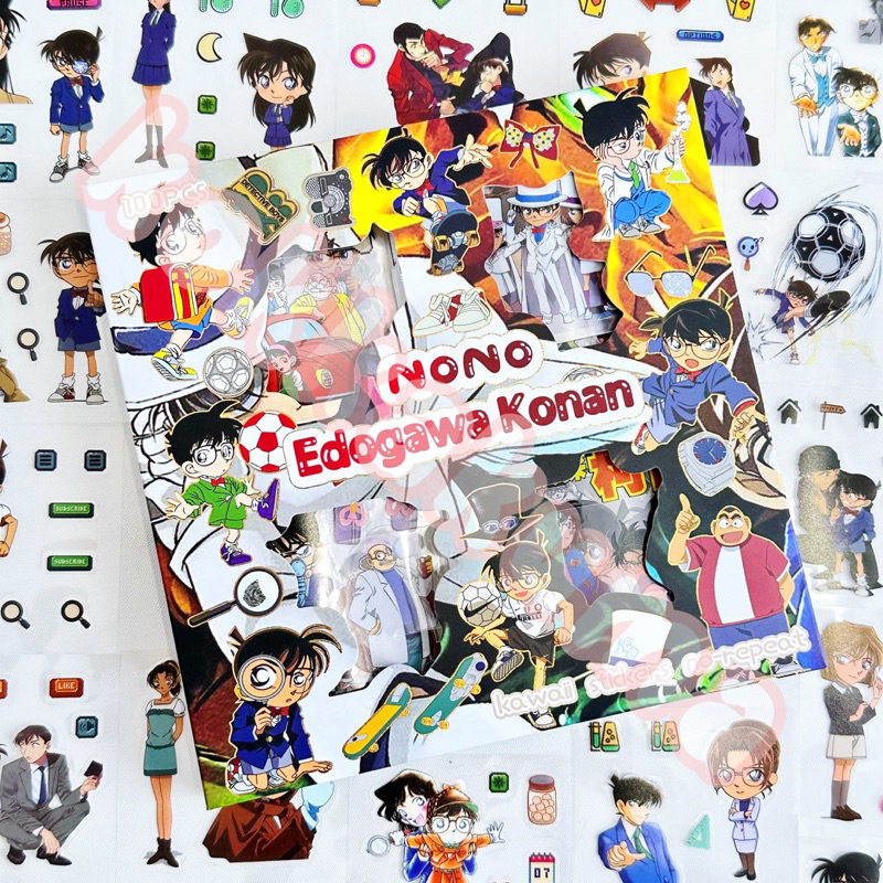 

( KKM ) NONO CONAN EDOGAWA / KONAN DETEKTIF Sticker Box 2D Dekorasi Anak LAKI LAKI Journal Aesthetic / Jurnal Binder Stiker Box 1 Set isi 100 Lembar Waterproof Anti Air