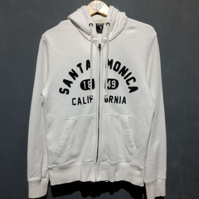 TERMURAH Jaket Hoodie WHOAU California Santa Monica Putih Zipper Pria Wanita Premium High Quality Di