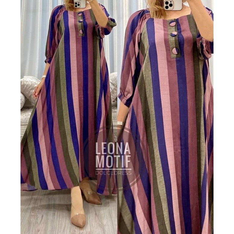 Laris Daster Arab Dolce LEONA MOTIF Midi Dress Busui Bumil Nyaman 8C