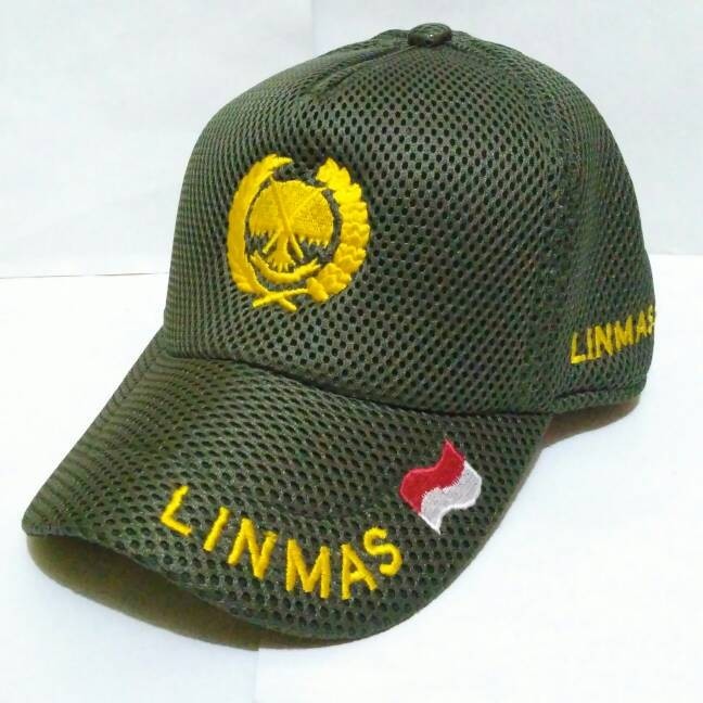 Topi jaring linmas hijau - topi dinas linmas warna hijau