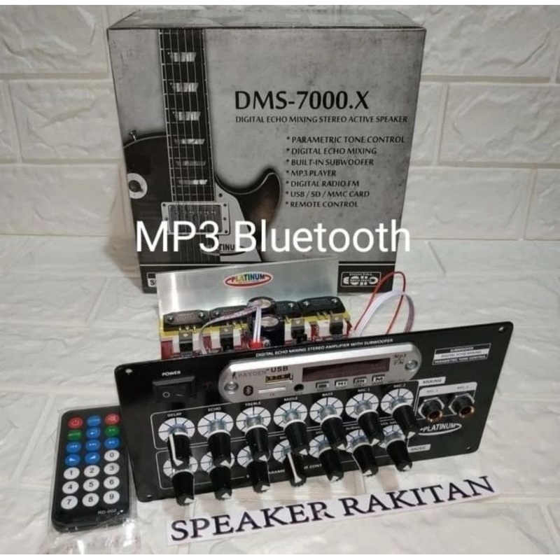 Kit Amplifier Speaker Active Digital echo mixing+Subwoofer+Mp3 Bluetooth DMS-7000 Ts sanken