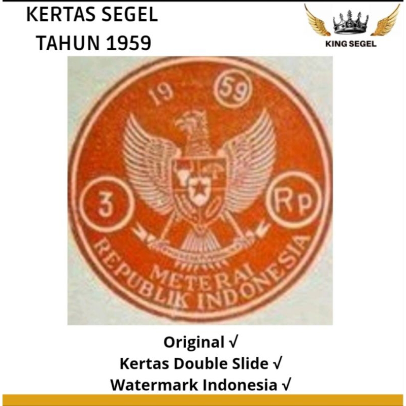 

Kertas Segel Tahun 1959 Double Asli (Beli 1 Gratis 1)