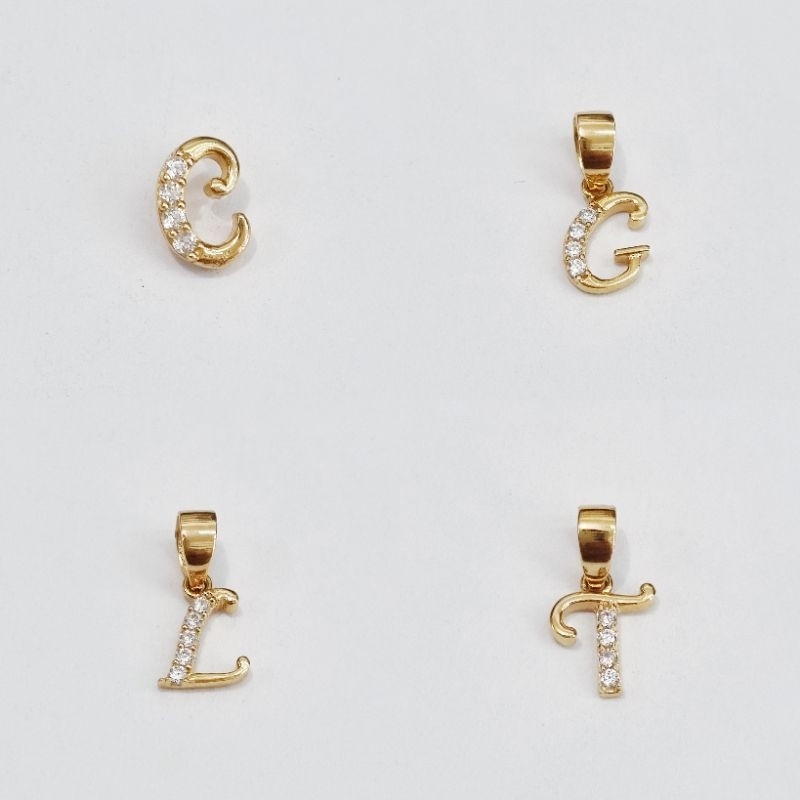 Liontin Emas Asli 8K Huruf C , G , L , T - X0