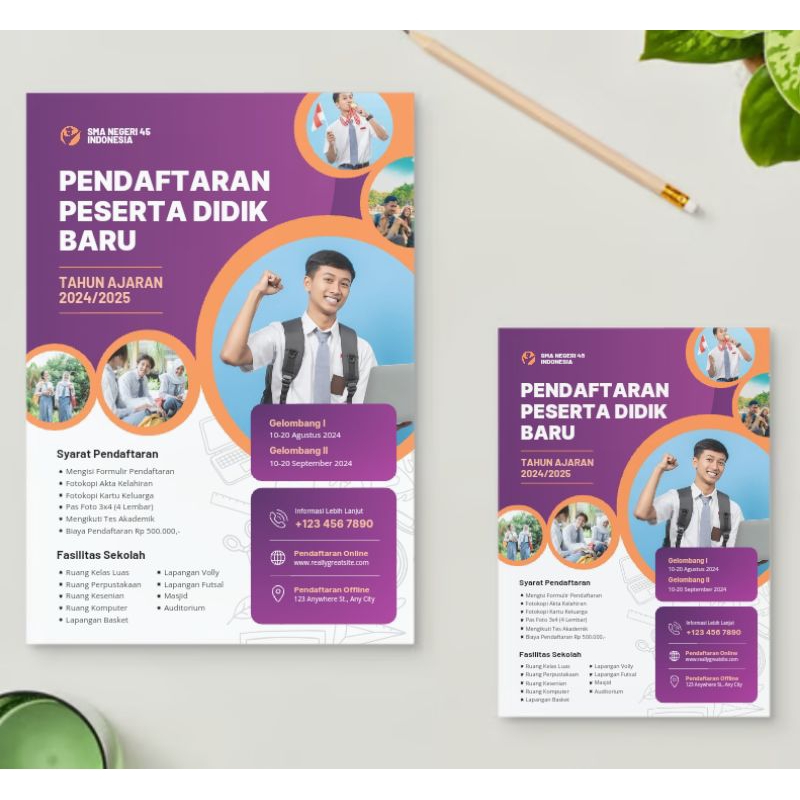 Brosur PPDB desain sesuai Template murah CNV2