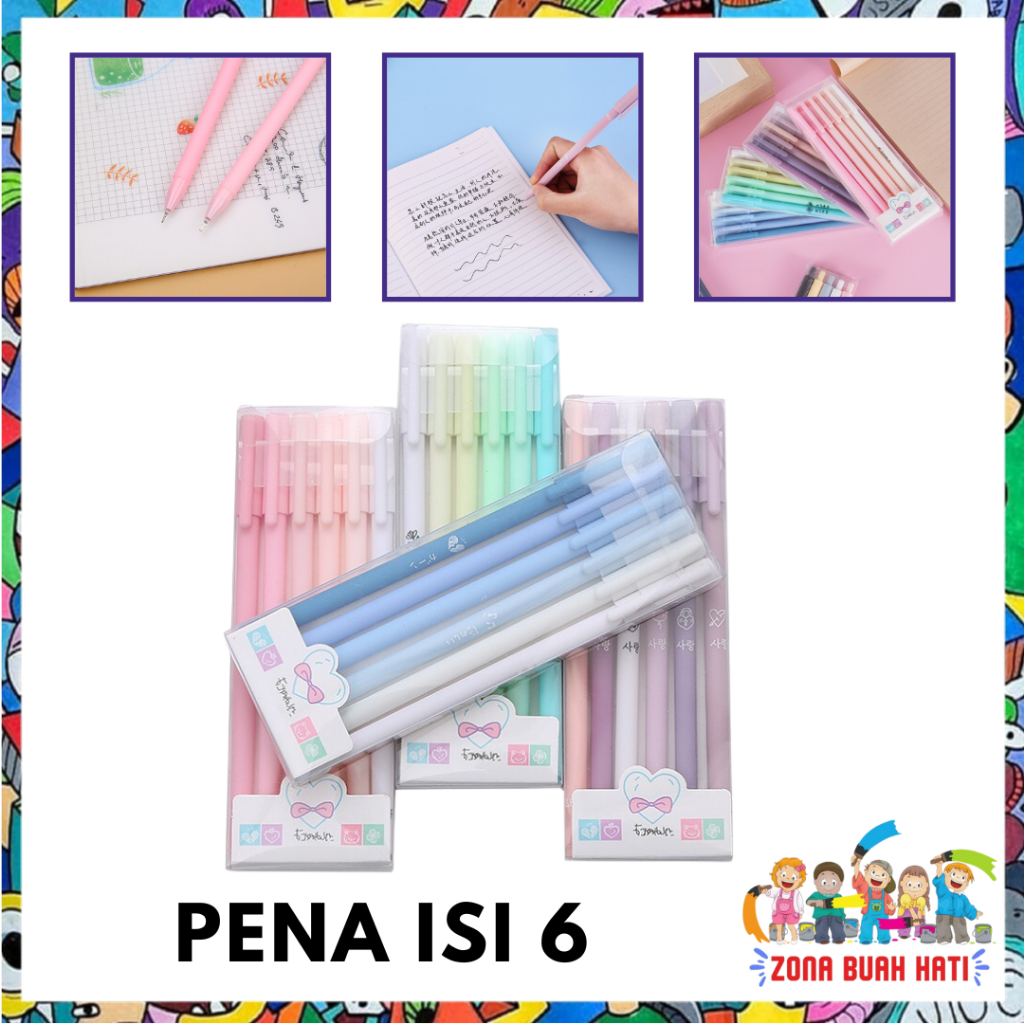 

ZBH 1 Set 6Pcs Pena Gel 0.5mm Warna Pastel Pen Gel Aesthetic Pulpen Gel 6 IN 1 Warna Gradasi Pena Gel Set Morandi Color Bolpoint Tinta Gel Cair 6 Pcs Journaling Pen Alat Tulis Kantor Sekolah Lucu