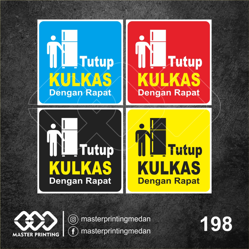 

198 - Stiker Tutup Kulkas dengan Rapat, Sticker Vinyl, Premium, Tahan Air, Termurah, dan Bisa Custom