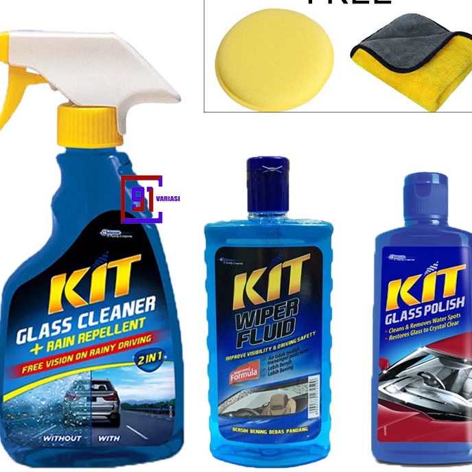 Star Seller PAKET PERAWATAN KACA MOBIL  Kit Glass Cleaner  Kit Glass Polish  Kit Wiper Fluid  91 VAR