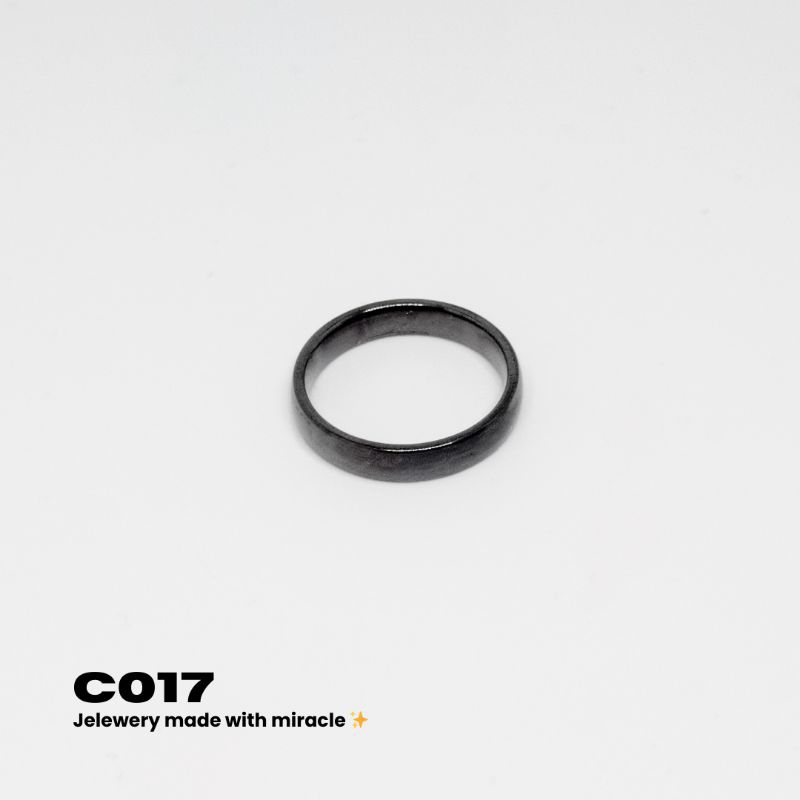 CINCIN TITANIUM ASLI CINCIN PRIA C017 TITANIUM STAINLESS CINCIN HITAM PRIA