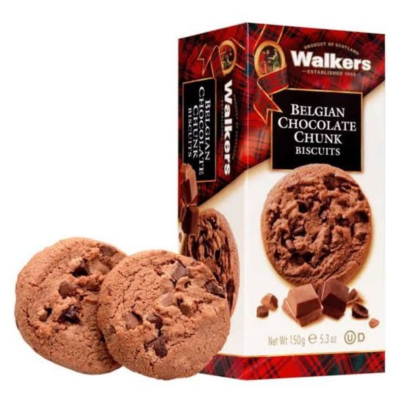 [5.3 OZ] Walkers Belgian Chocolate Chunk Biscuits 150gr - Choco Chip Biscuit Import Europe