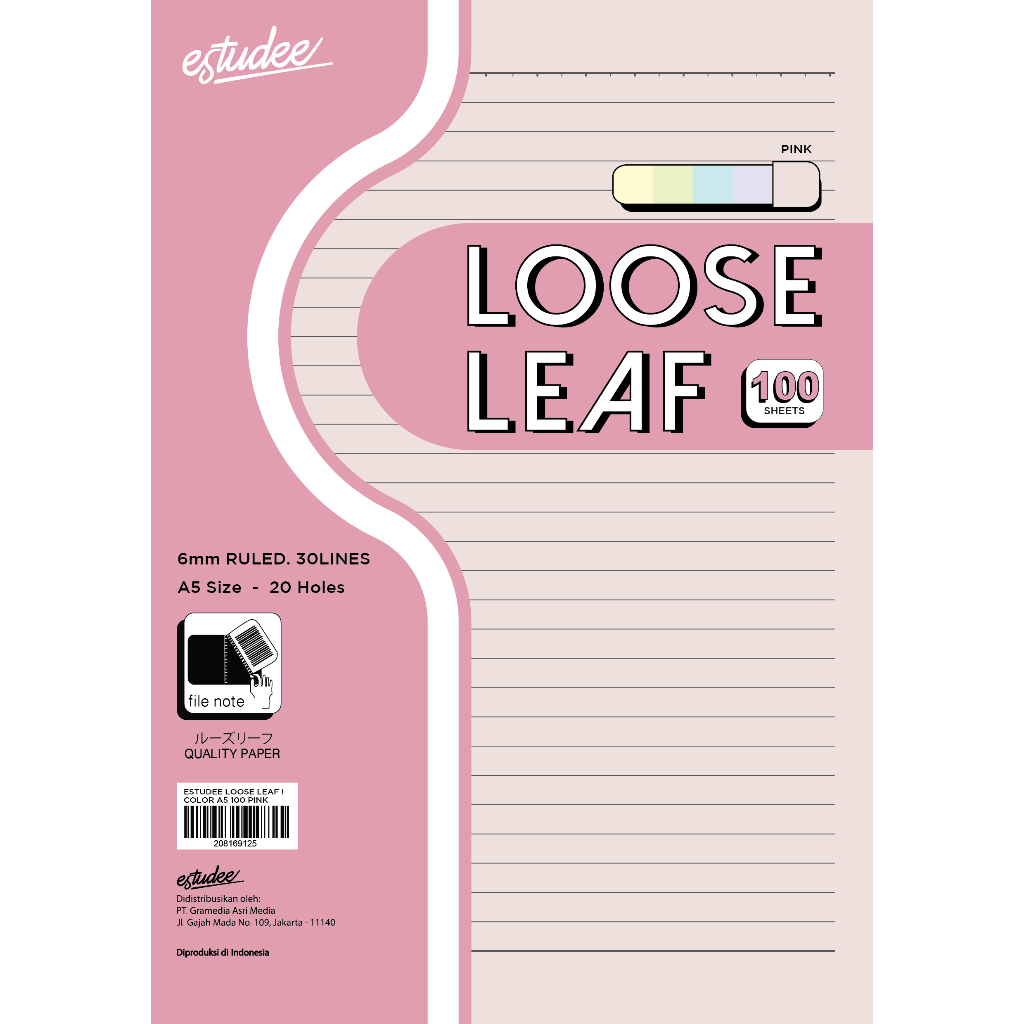 

Gramedia - Estudee Loose Leaf I Color A5 100 Pink