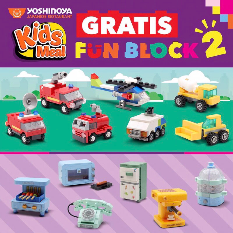 Mainan Kids Meal Yoshinoya Fun Block segel baru