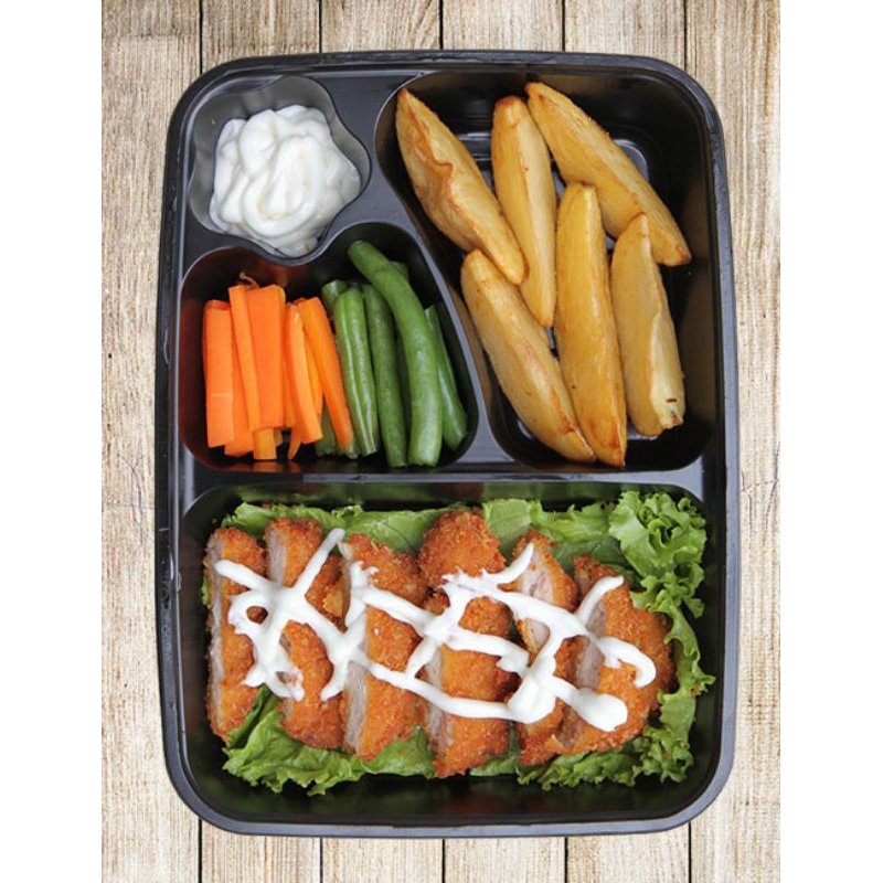 

Nasi Ayam Katsu Dengan Toping Mayo