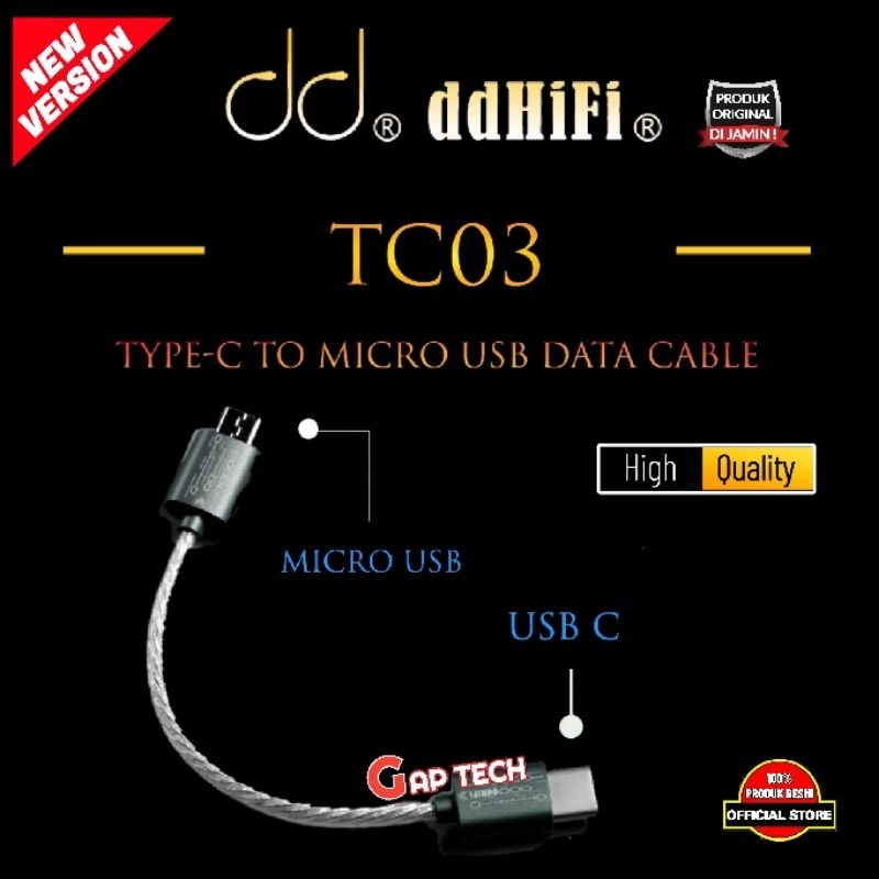 DDHiFi New TC03 / TC 03Type-C to Micro USB Data Cable Original