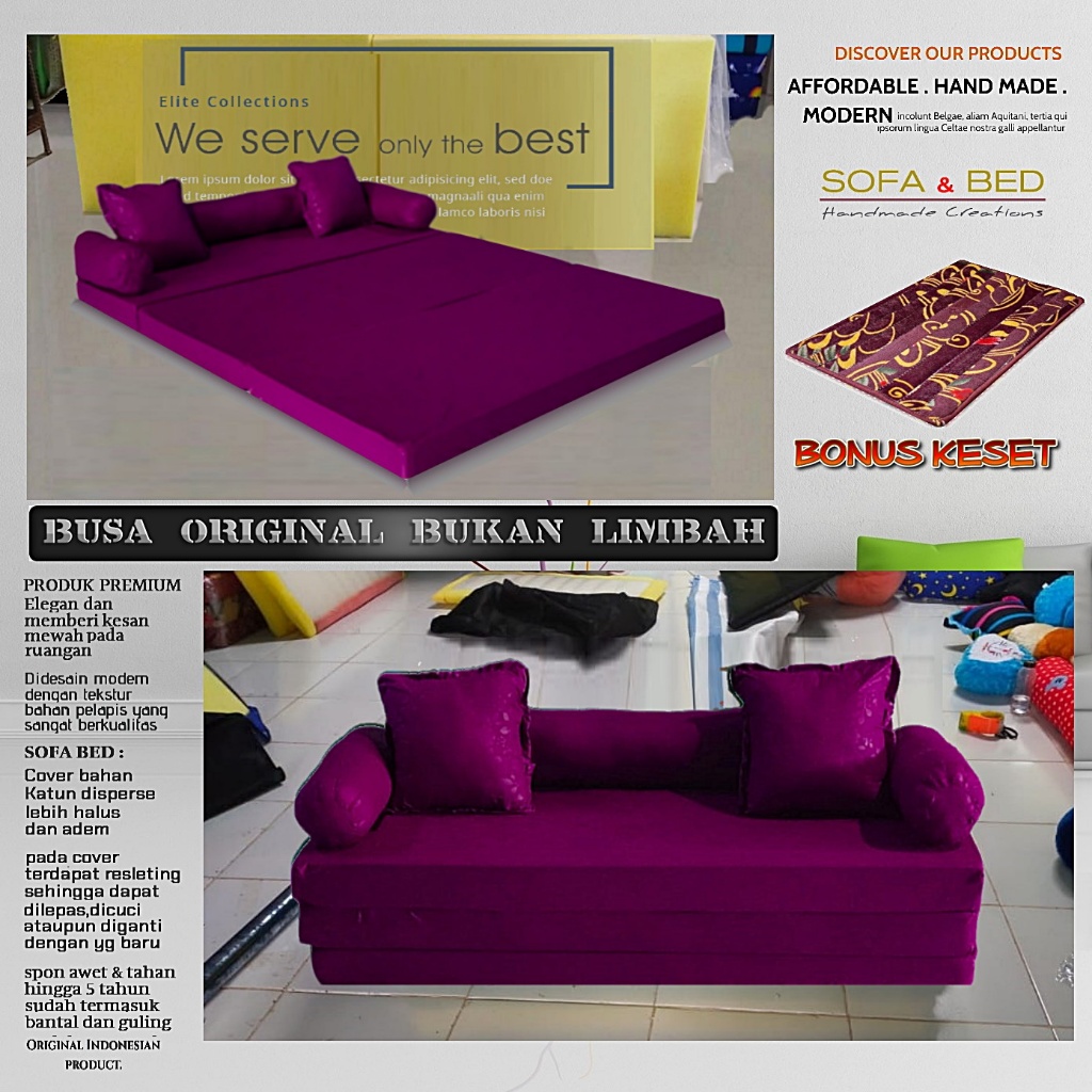 Magenta Kasur bisa Lipat jadi Sofa bed