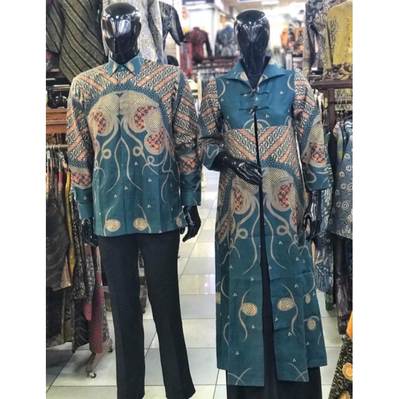 Batik wanita longouter dobby premium dan kemeja batik pria dobby full furing