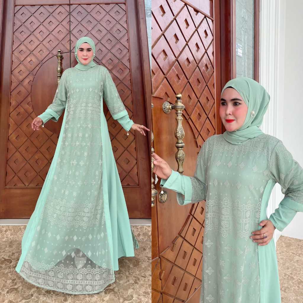 GAMIS PESTA SABTO HIJAU MINT