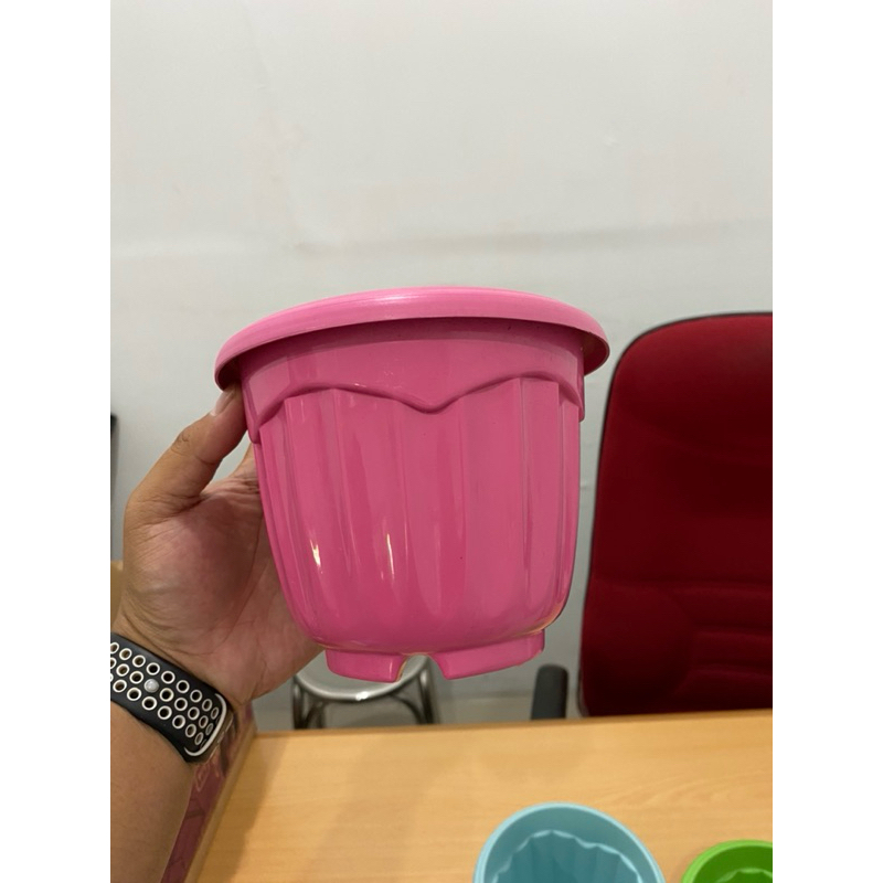 Pot Bunga Pink 15 cm JD / Pot Bunga Mini / Pot Bunga Indor / Pot Bungan Kecil / Pot Bunga Serbaguna 