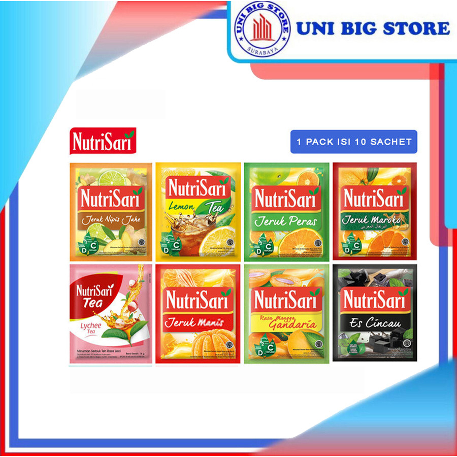 

NutriSari Minuman Serbuk Instan 10 Sachet Jeruk Anggur Lychee All Varian