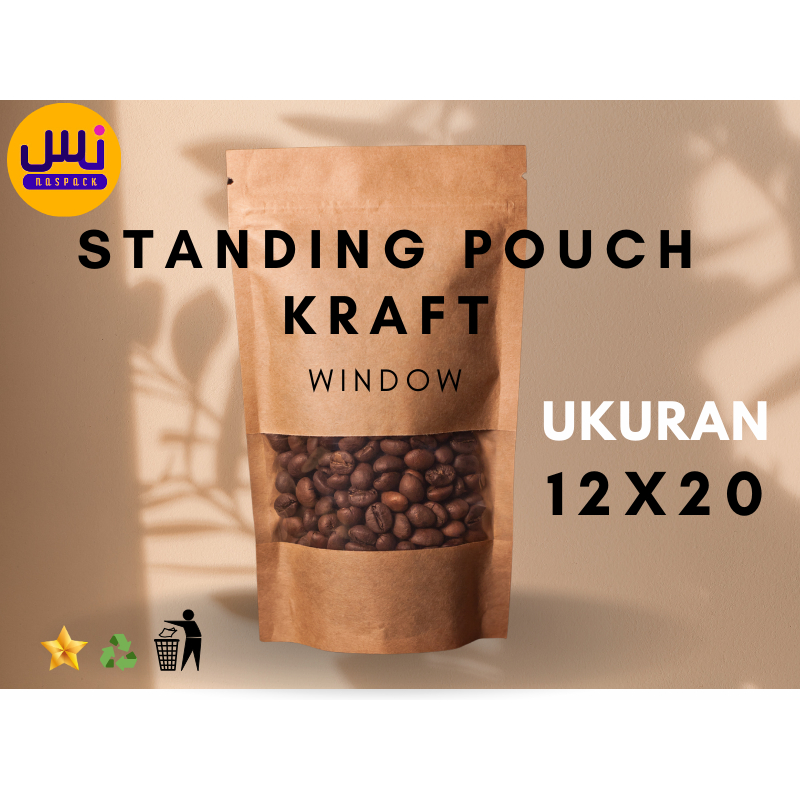 Standing Pouch Kertas Ziplock 12X20 / Kemasan Paper Craft 12X20 cm Anti Air - Waterproof / Import - 