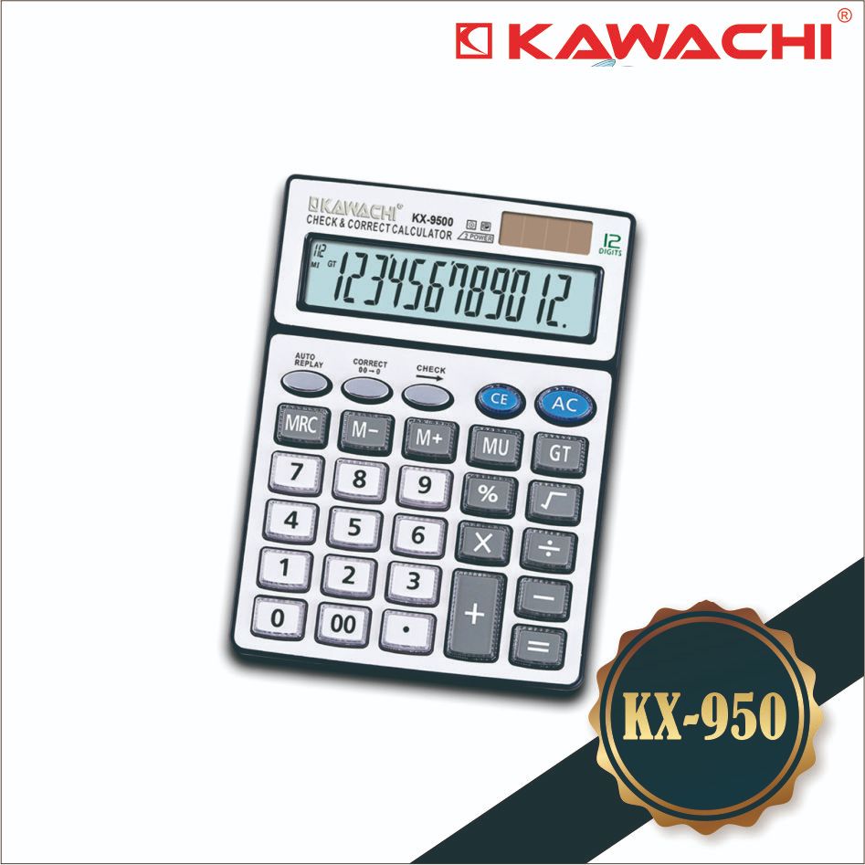 

Kawachi Kalkulator 12 Digits Dual Power Check Correct /Kx-9500