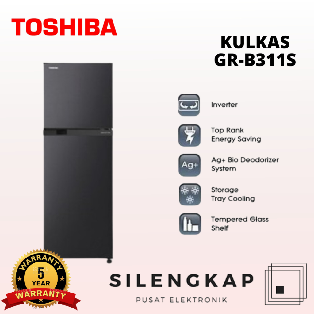 Kulkas Toshiba 2 Pintu Inverter GRRB 311S/SK