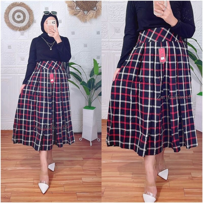 Rok Flanel 7/8 / rok midi / rok kotak kotak / Rok Flanel Kotak
