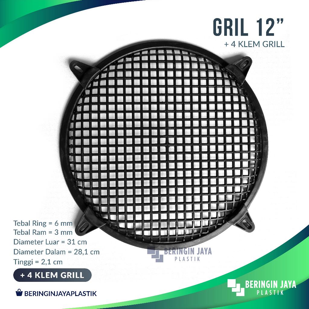 Ram Grill Speaker 12" Plastik + 4 Klem Grill / Tutup Pelindung Box Salon Speaker 12 Inch Motif Bulat