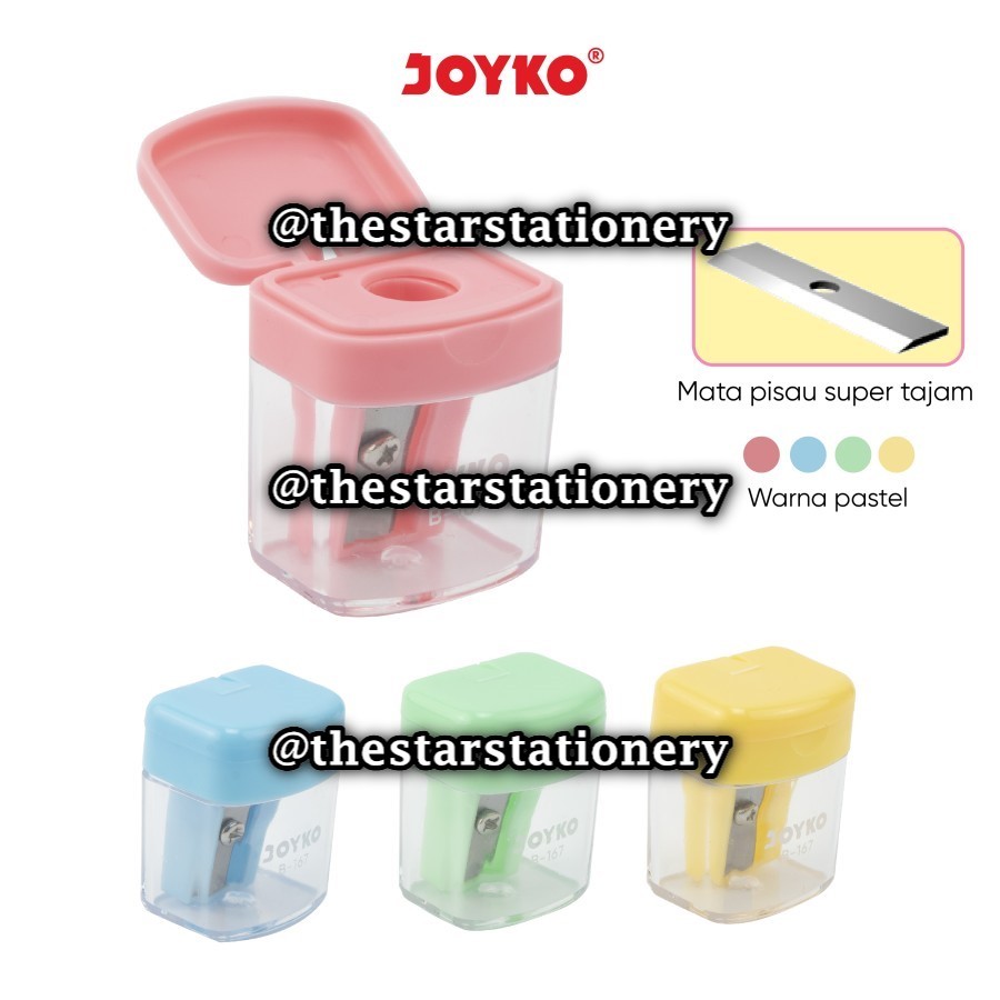 

(1 Biji) GROSIR Rautan Joyko B-167 1 Lubang Pastel 3 x 2.5 x 1.9 cm / Sharpener Joyko B167 (1 Biji)