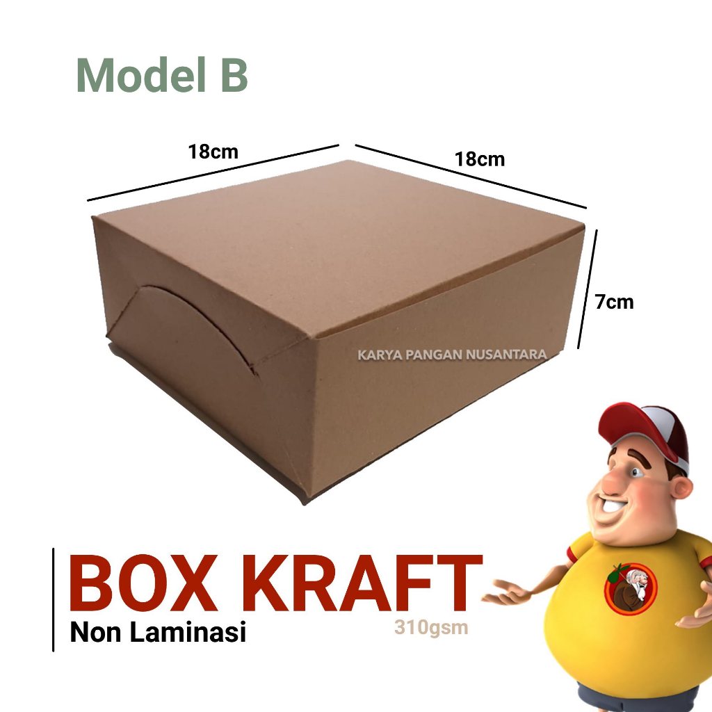 

KOTAK KUE KRAFT NON LAMINASI 18 X 18 X 7 CM BOX KUE DUS KUE KOTAK NASI