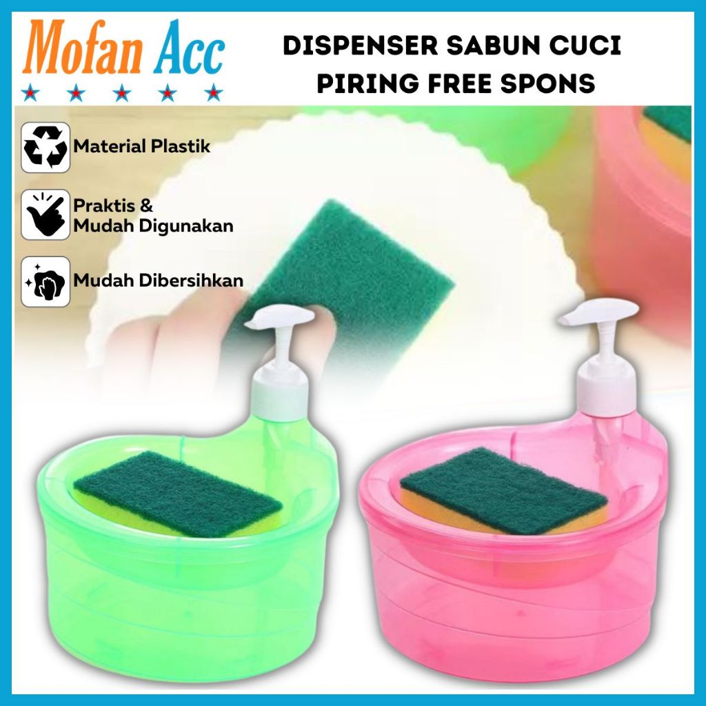 Tempat Sabun Bulat 1000ml + Spoons / Soap Pump 2in1  MR.DIY / Dispenser Sabun Cuci Piring Unik VIRAL