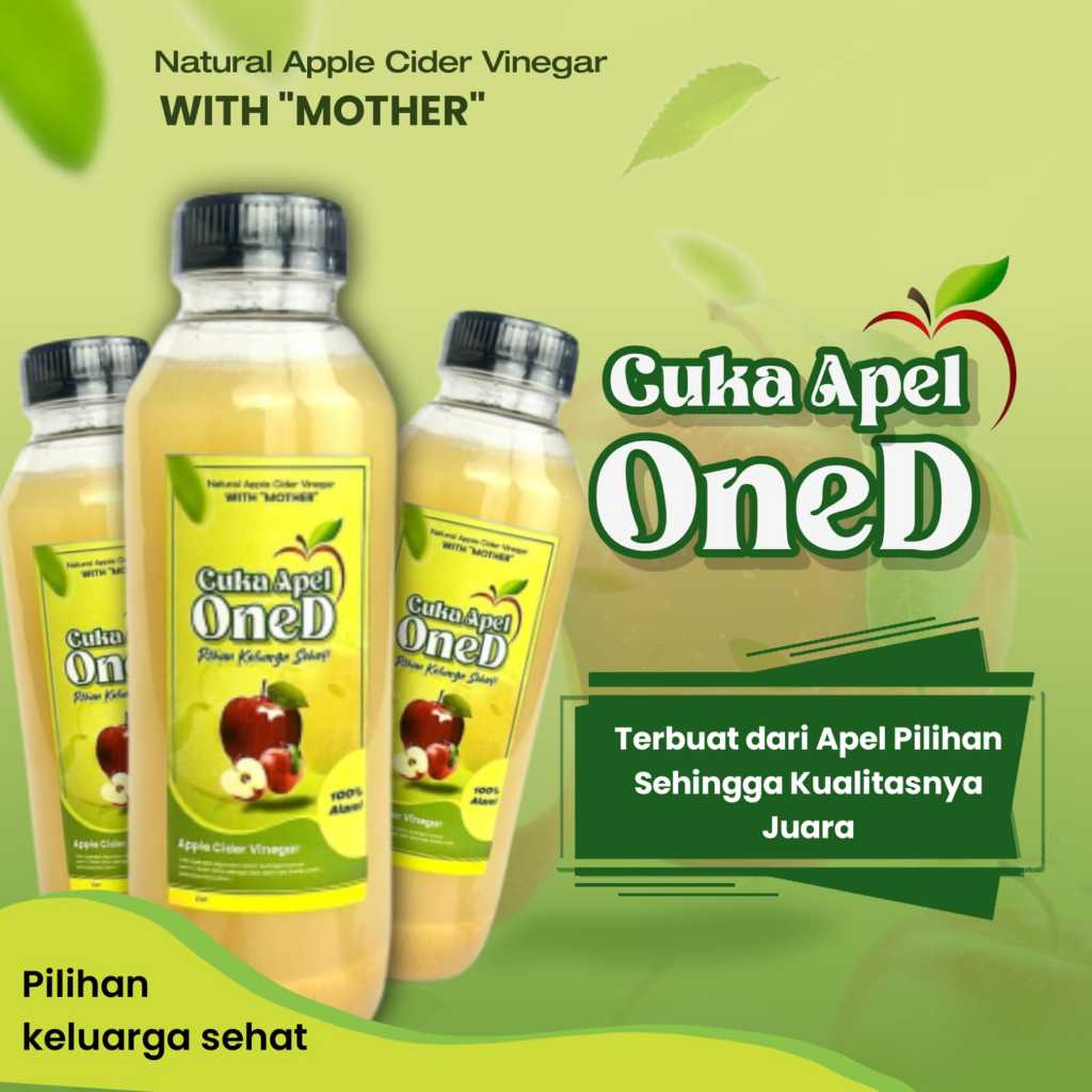 OneD Cuka Apel Organik / Organic Apple Cider Venegar With Mother / Cuka Sari Apel Diet dan Detoxs