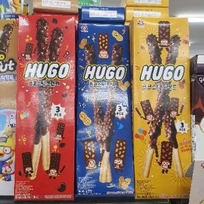 

Hugo biskuit stick coklat Choco Crunky /Choco Peanut/Choco Almond 54gr