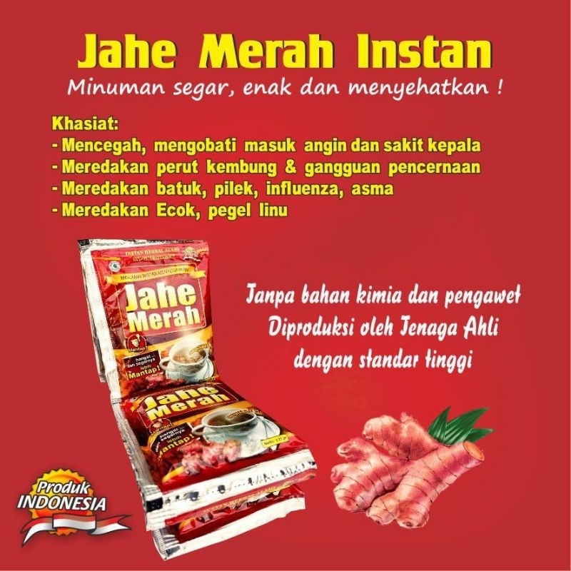 

Instan Jahe Merah Al Ghuroba 1renteng isi 10sachet